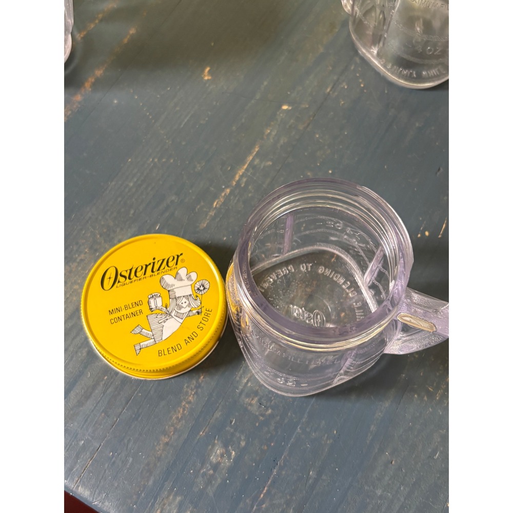 Vintage Osterizer Mini-Blend Container Set of 3 Yellow Lid 4oz Plastic Jars - Picture 6 of 9